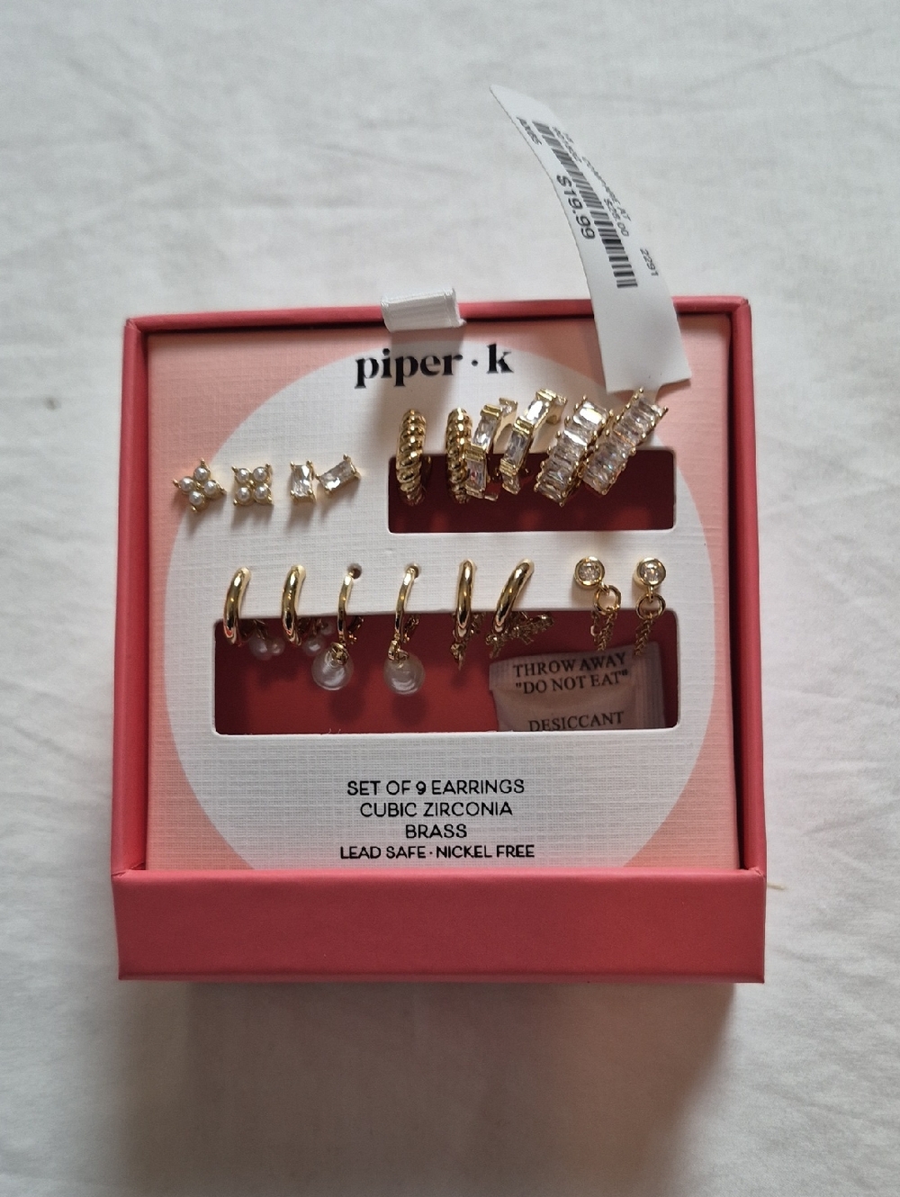 Piper•k Gold and Clear Crystal Earring Set - Multi Pair